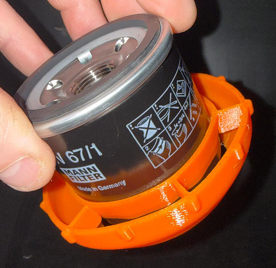 OilBib fitted to oil filter